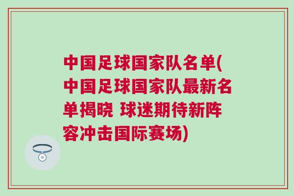中国足球国家队名单(中国足球国家队最新名单揭晓 球迷期待新阵容冲击国际赛场)