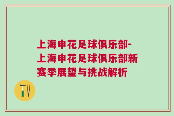 上海申花足球俱乐部-上海申花足球俱乐部新赛季展望与挑战解析