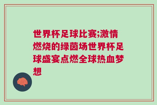 世界杯足球比赛;激情燃烧的绿茵场世界杯足球盛宴点燃全球热血梦想