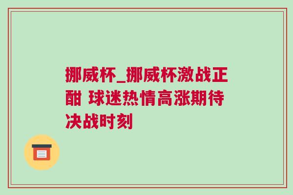 挪威杯_挪威杯激战正酣 球迷热情高涨期待决战时刻