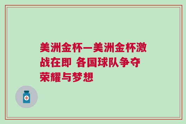 美洲金杯—美洲金杯激战在即 各国球队争夺荣耀与梦想
