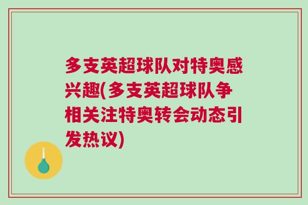 多支英超球队对特奥感兴趣(多支英超球队争相关注特奥转会动态引发热议)
