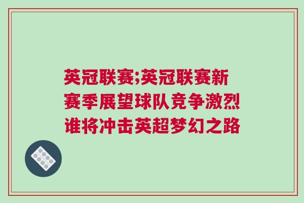 英冠联赛;英冠联赛新赛季展望球队竞争激烈谁将冲击英超梦幻之路