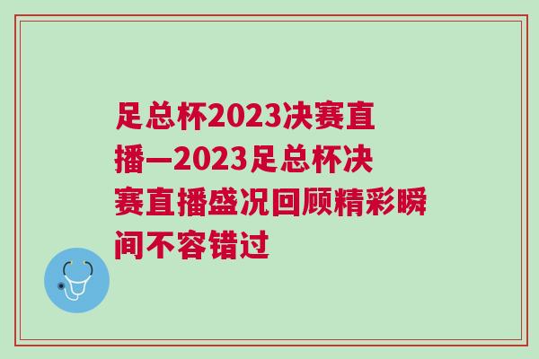 足总杯2023决赛直播—2023足总杯决赛直播盛况回顾精彩瞬间不容错过