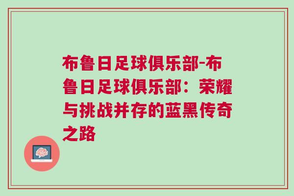 布鲁日足球俱乐部-布鲁日足球俱乐部：荣耀与挑战并存的蓝黑传奇之路