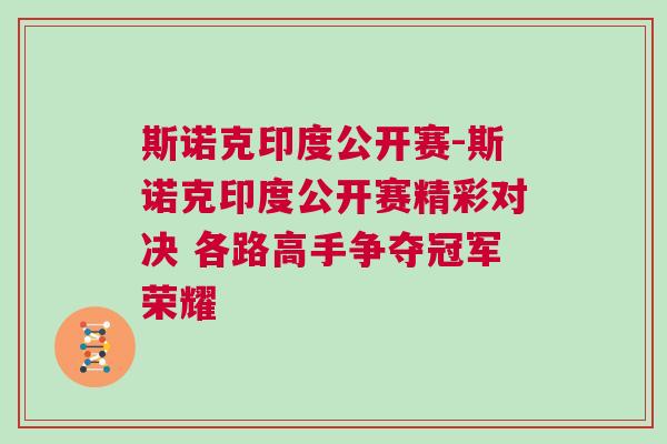 斯诺克印度公开赛-斯诺克印度公开赛精彩对决 各路高手争夺冠军荣耀