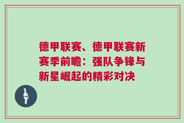 德甲联赛、德甲联赛新赛季前瞻：强队争锋与新星崛起的精彩对决
