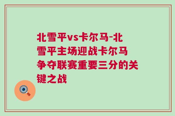 北雪平vs卡尔马-北雪平主场迎战卡尔马 争夺联赛重要三分的关键之战